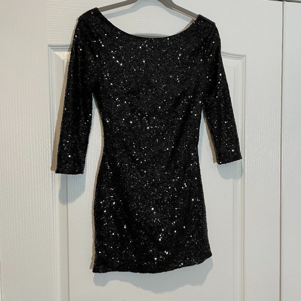 Tobi Sequin Lowcut Back Mini Cocktail Shift Dress Size XS